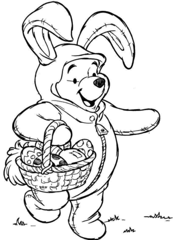 346x480 Winnie Pooh With Easter Basket Coloring Page Winnie The Pooh