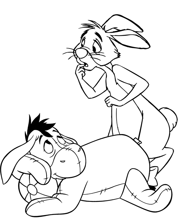 600x740 Eeyore And Rabbit Coloring Page To Print Or Download For Free