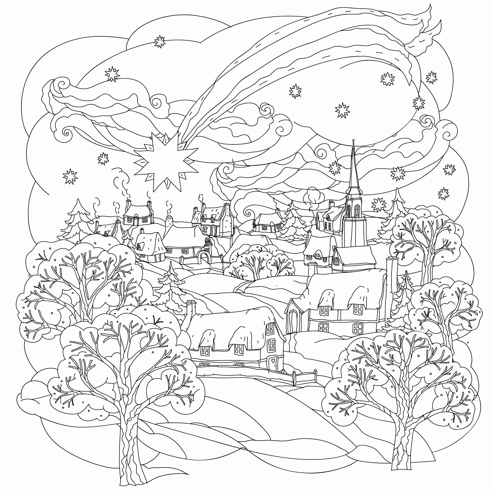 2048x2048 15 Winter Color Pages Free Printables Coloring Page