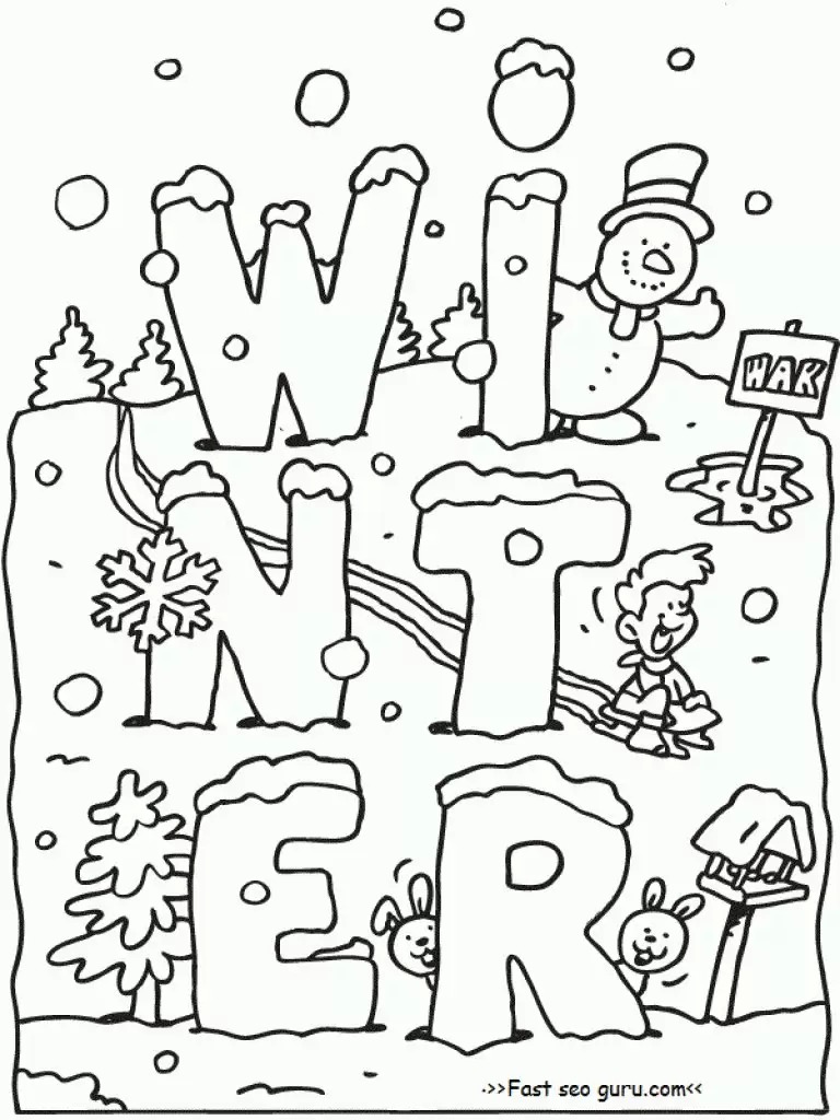 768x1024 Free Printable Winter Coloring Pages For Snow Sled Kids Intended