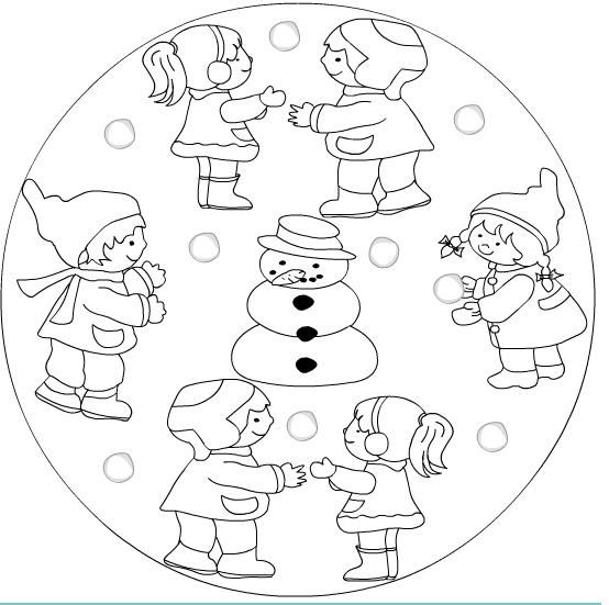 554x551 Winter Mandala Coloring Page For Kids (17) Zima