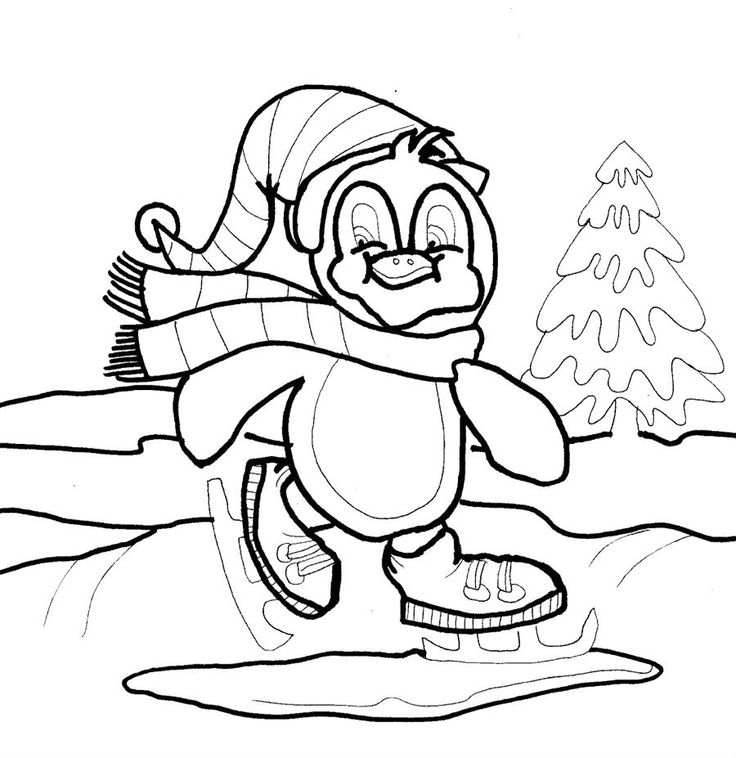 Winter Penguin Coloring Pages