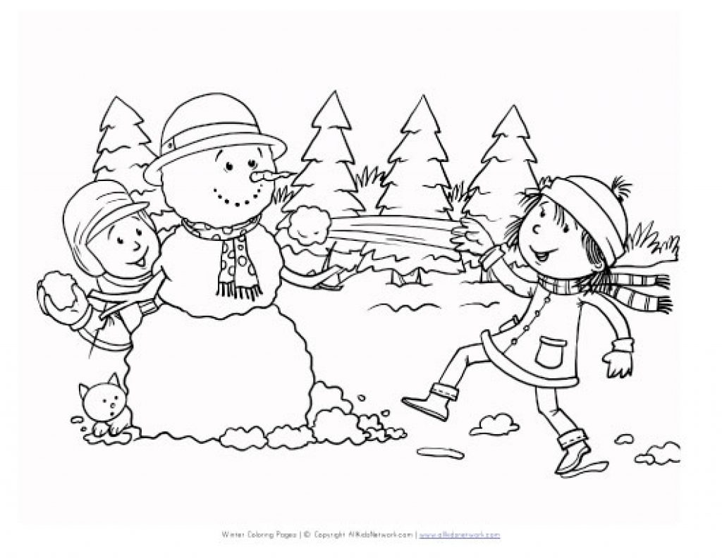 1024x792 Winter Scene Coloring Pages