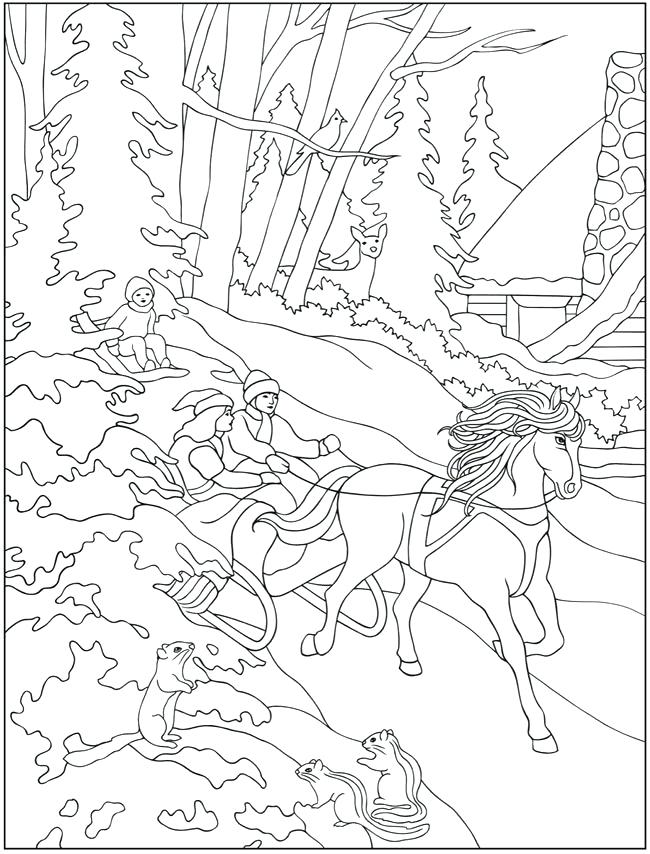 650x854 Winter Scene Coloring Pages