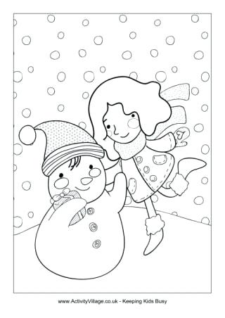 320x452 Luxury Winter Scene Coloring Pages And Building A Snowman