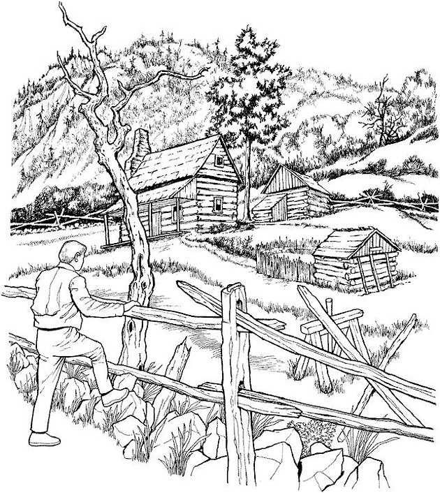630x706 33 Winter Landscape Coloring Pages, Winter Landscape Coloring Page