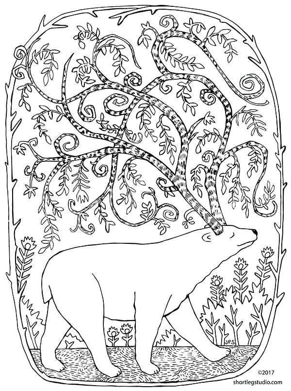 600x805 Meditation Coloring Pages Winter Solstice Polar Bear Coloring Page