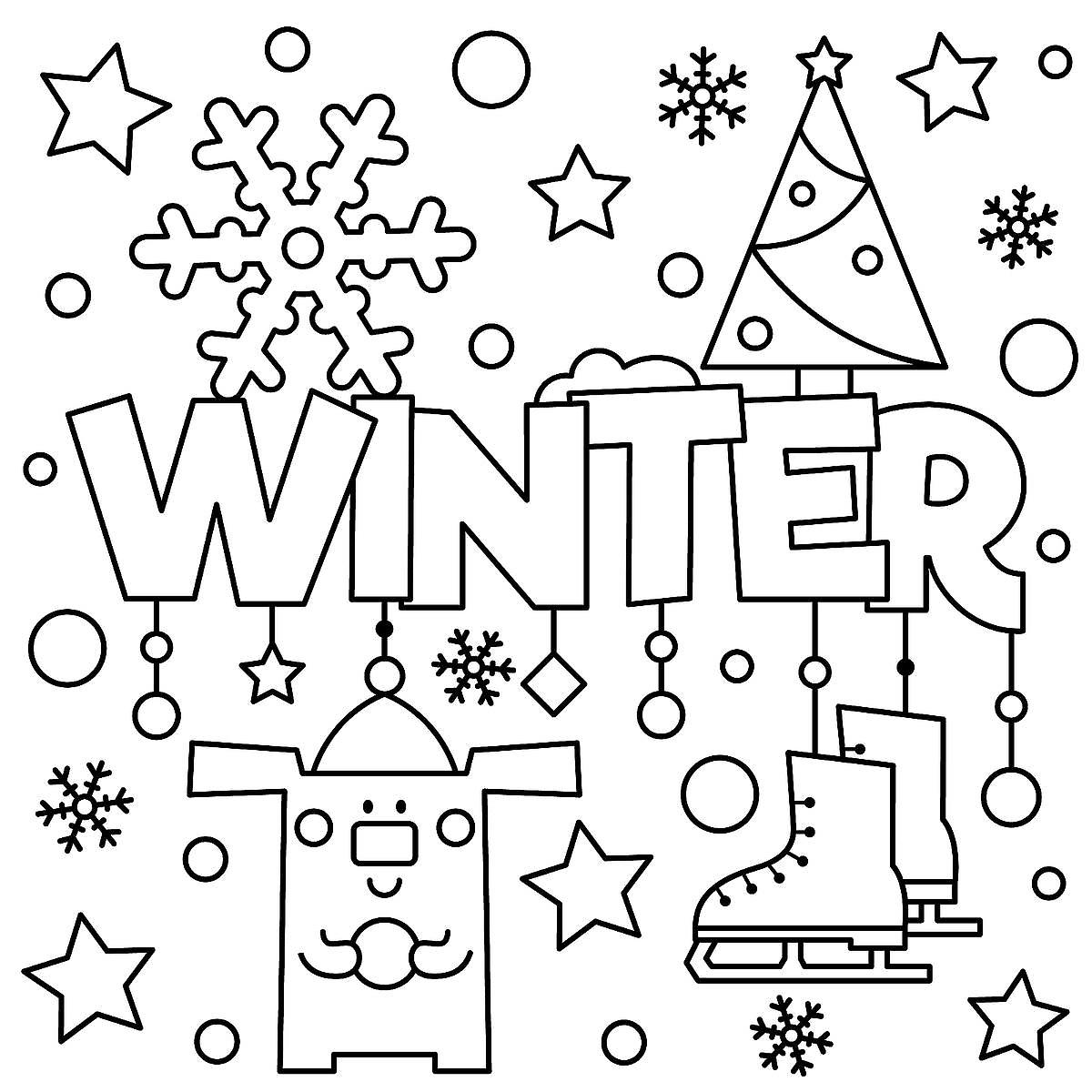 1200x1200 Winter Puzzle Amp Coloring Pages Printable Winter Themed Activity
