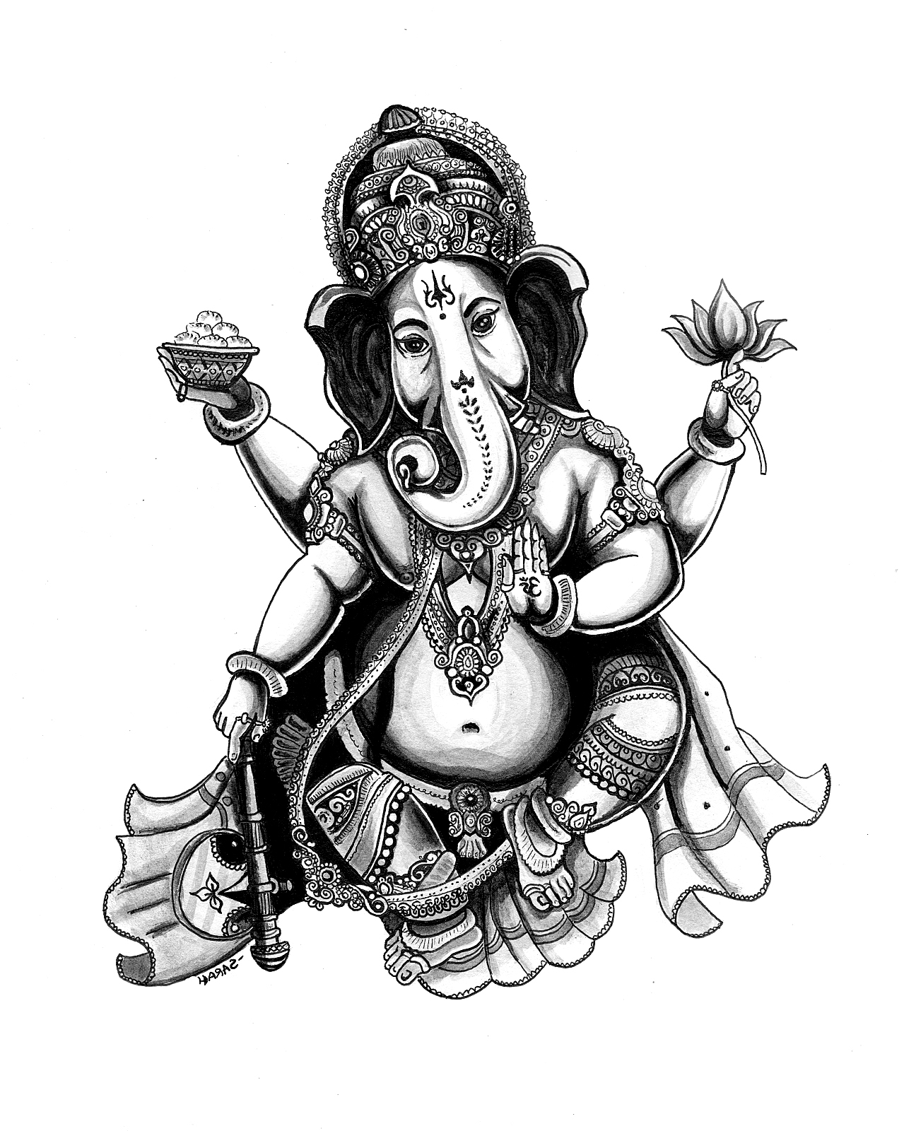 1279x1600 Coloring Page Of Ganesha, God Of Wisdom, Awarness And Intelligence