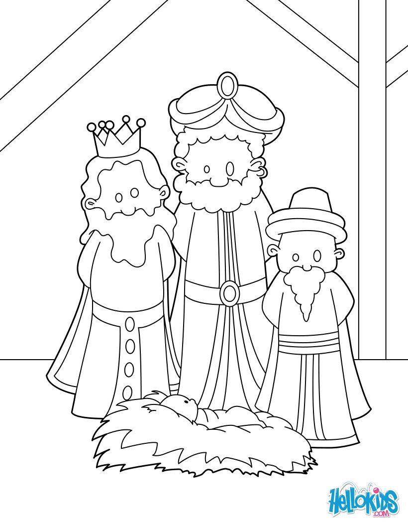 820x1060 Big Free Coloring Pages Of The Three Wise Men At Manger Hellokids