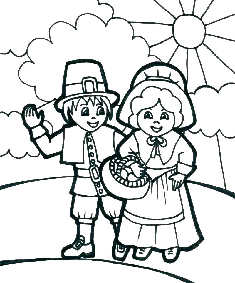 800x962 Pilgrims Thanksgiving Coloring Pages