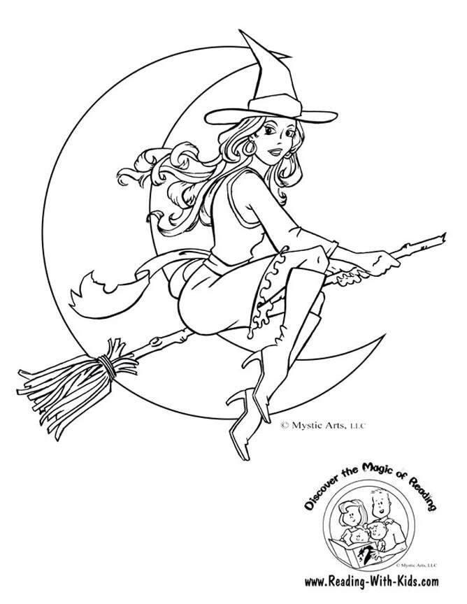 668x864 Witch Coloring Page Halloweenst Patrick's Printable's For Kids