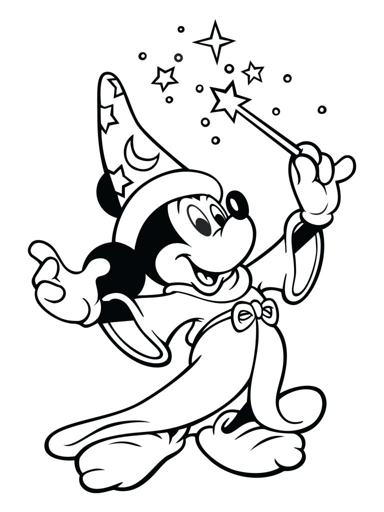 768x1024 Wizard Mickey Mouse Coloring Page