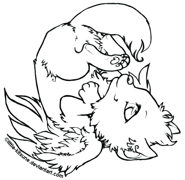 635x616 Wolf Pup Coloring Pages Winged Wolf Cub By Little Realistic Wolf