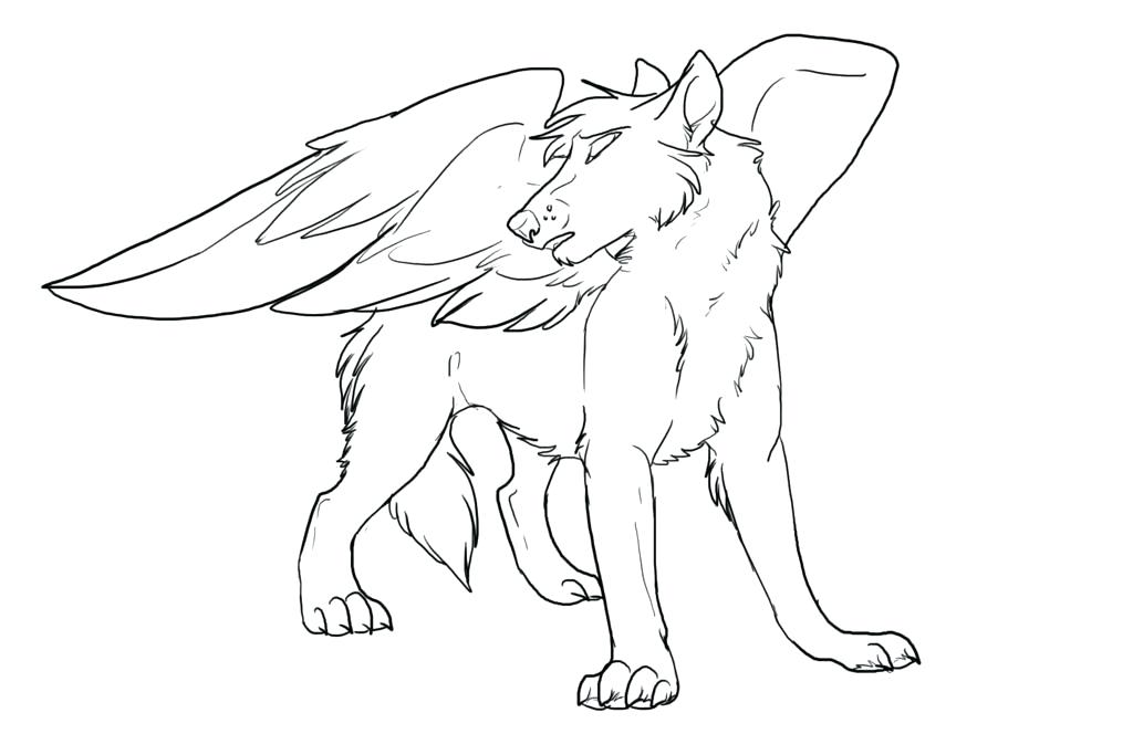 1024x683 Wolf Color Page Winged Wolf Coloring Pages Wolf Pack Coloring