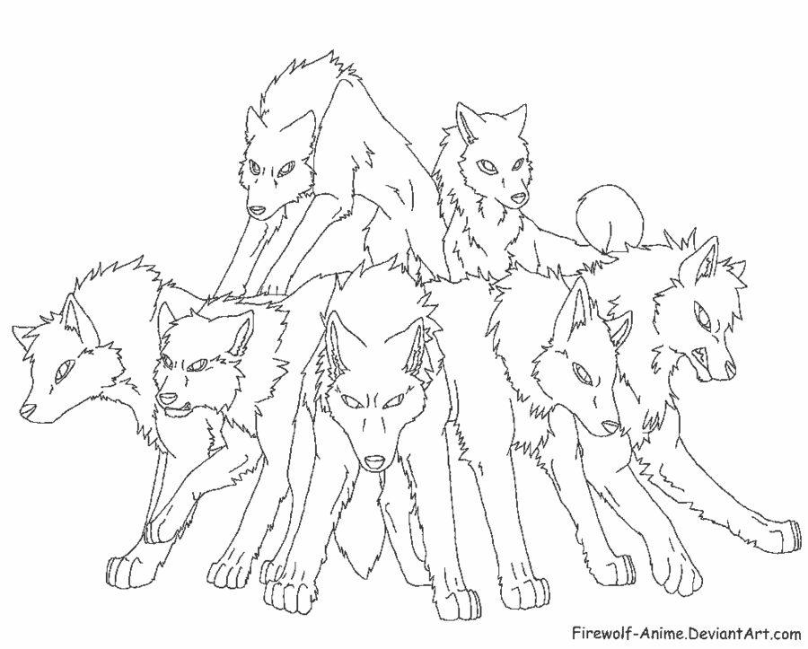 900x723 Anime Wolf Pack Coloring Pages