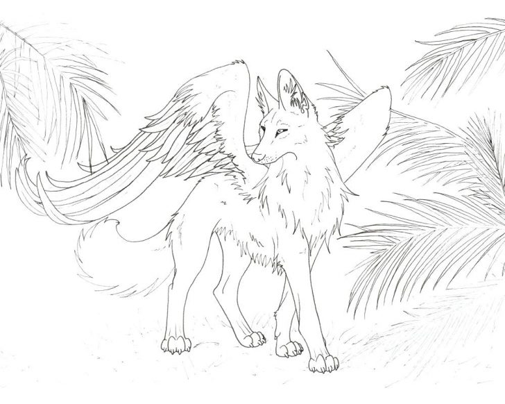 728x582 Cute Wolf Pup Coloring Pages Winged Page Baby Anime Animals