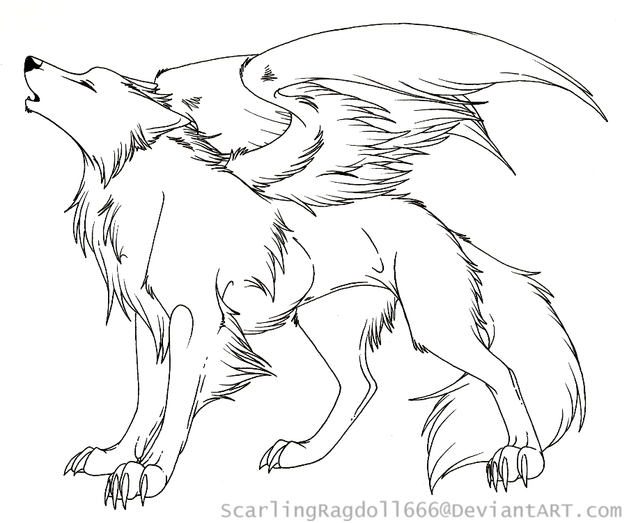 903x750 Winged Wolf Coloring Pages