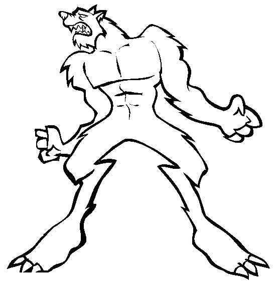 554x565 Drawn Wolfman Coloring Page