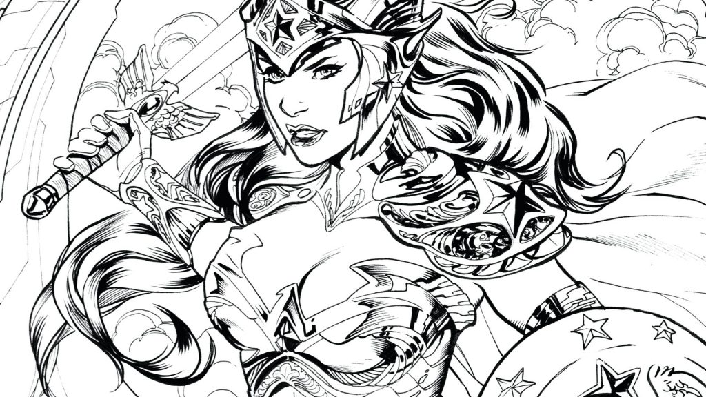 1024x576 Coloring Pages ~ Wonder Woman Coloring Pages Realistic For Adults
