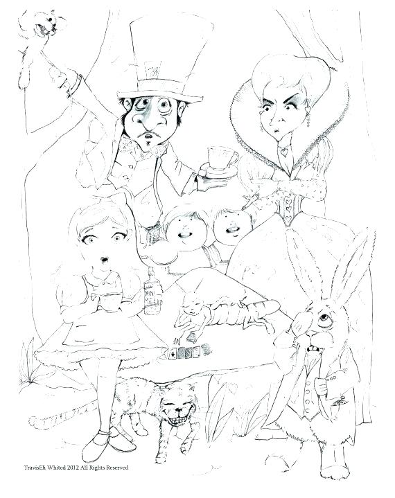 570x719 Alice In Wonderland Coloring Book Also And Wonderland Coloring