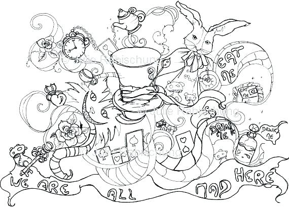 570x415 Alice In Wonderland Coloring Page In Wonderland Character Coloring