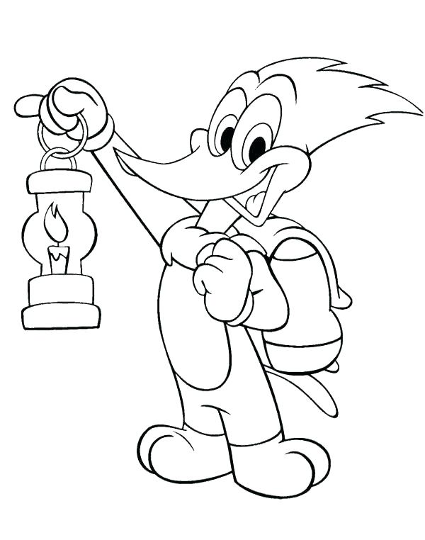 600x762 Woody Woodpecker Coloring Pages Woody Woodpecker With A Lamp Woody