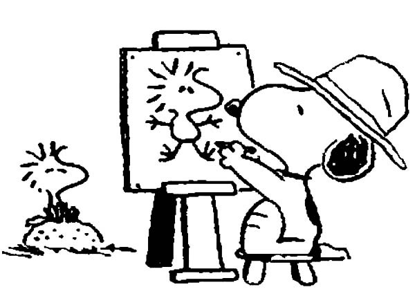600x441 Snoopy And Woodstock Coloring Pages Snoopy Drawing Woodstock