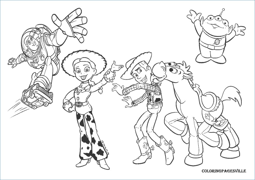 1024x724 Woody Riding Dog Toy Story 2 Coloring Page