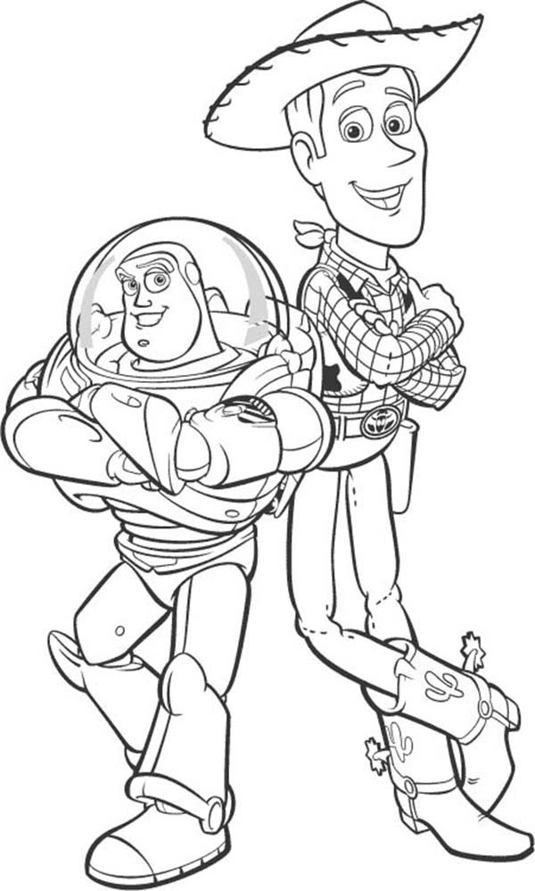 600x998 Buzz Lightyear Sheriff Woody Coloring Page Drawing