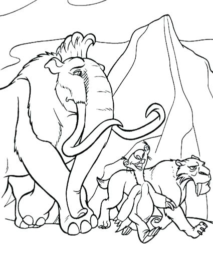 425x510 Wooly Mammoth Coloring Page As Well As Homely Design Ice Age