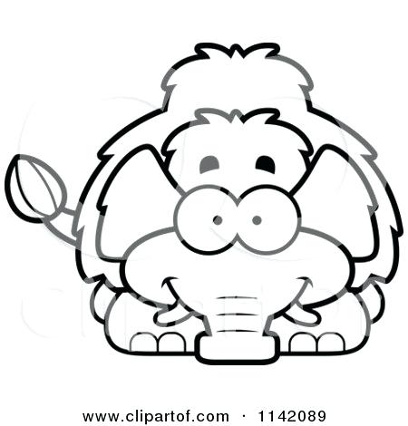 450x470 Wooly Mammoth Coloring Page Cartoon Of A Black And White Happy