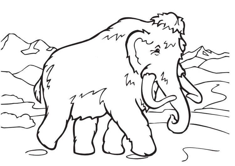 750x531 Coloring Page Wolly Mammoth