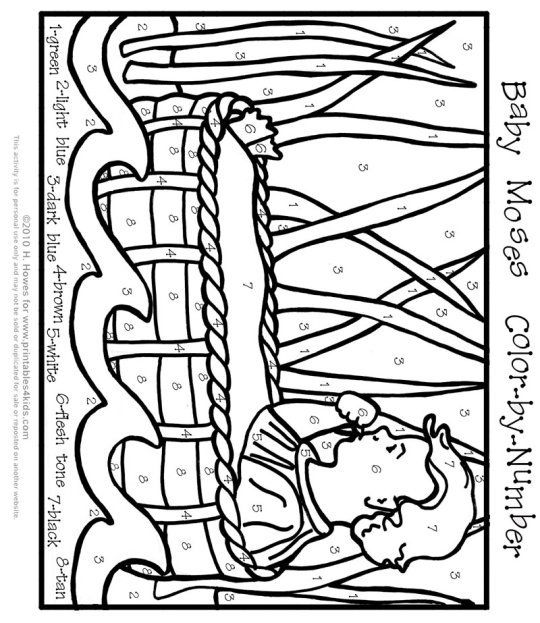 540x623 Vacation Bible School Color By Number Baby Moses Printables