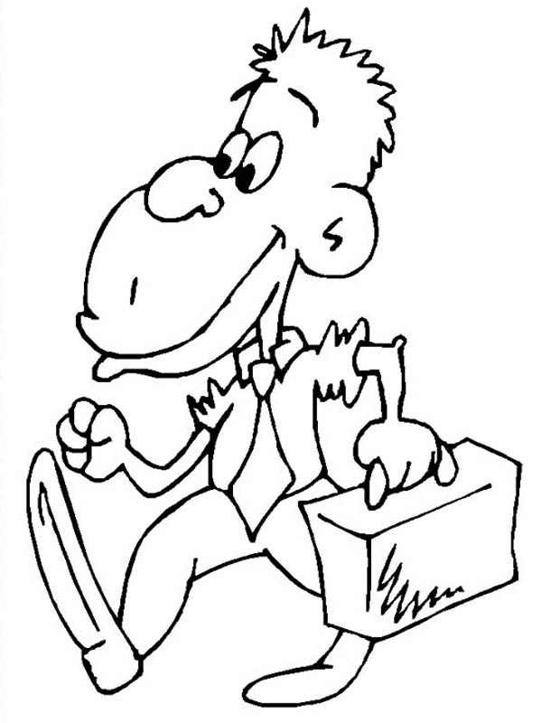 600x800 Monkey Going To Work Coloring Page