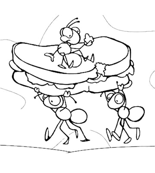 500x560 Ants On A Log Coloring Pages Color Bros