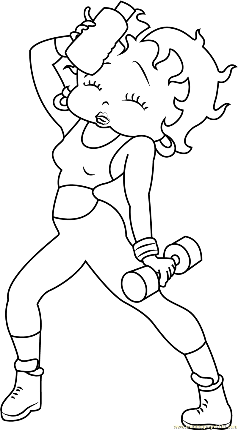 800x1440 Betty Boop Doing Workout Coloring Page