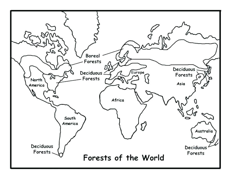 World Map Coloring Page For Kids