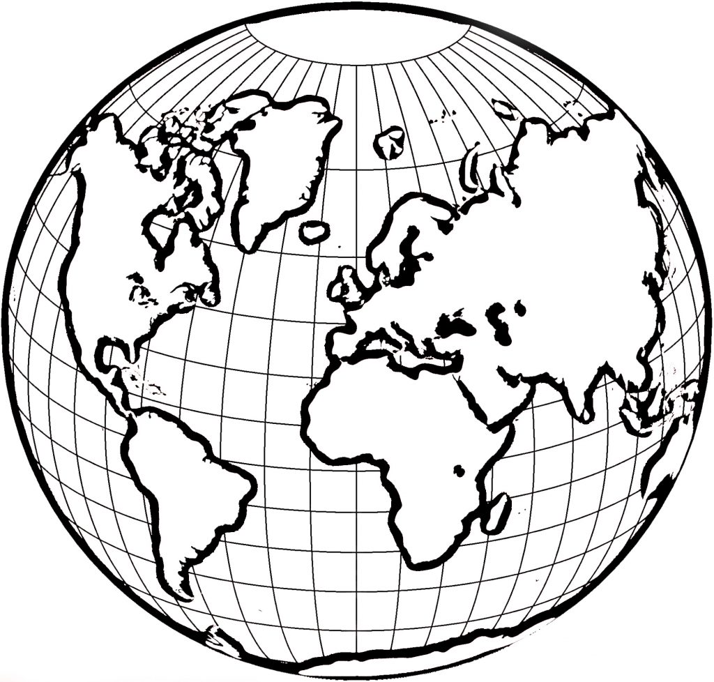 1024x978 World Globe Coloring Page