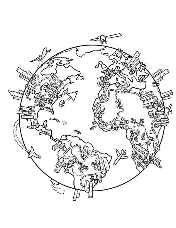 600x777 Earth Population Globe In World Map Coloring Page Social Studies