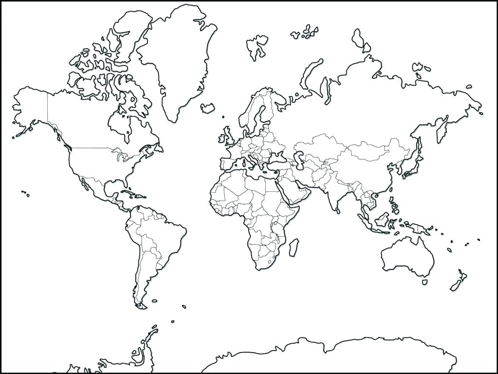 1023x768 Coloring Pages Of The World Map Of The World Coloring Page