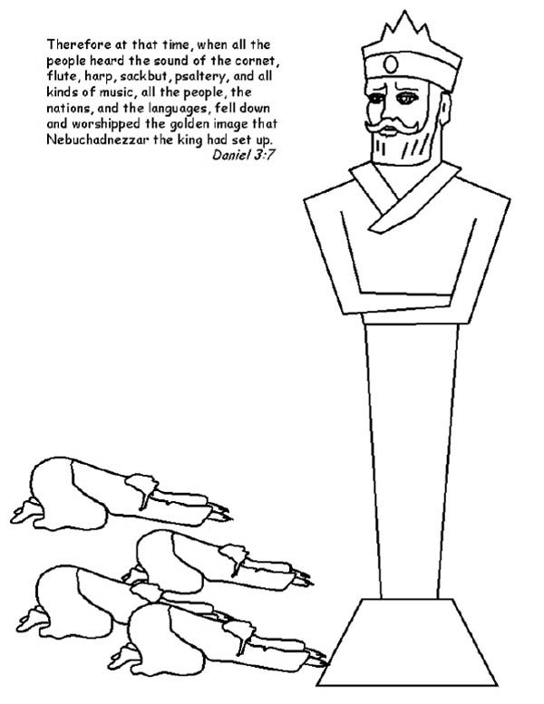 600x777 People Worship King Nebuchadnezzar Statue Coloring Pages