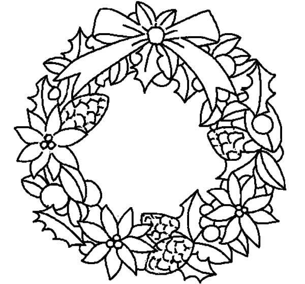 600x558 Christmas Wreath Coloring Pages