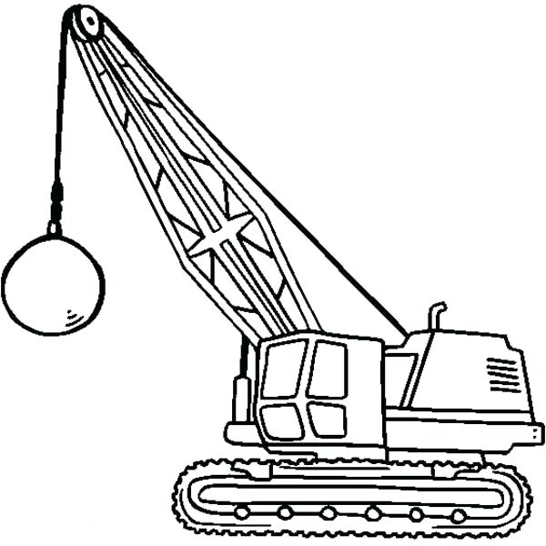 600x600 Coloring Coloring Page Tractor Wrecking Ball For Construction