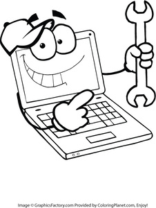 226x300 Free Laptop Repair Cartoon Coloring Page 10 From Coloring