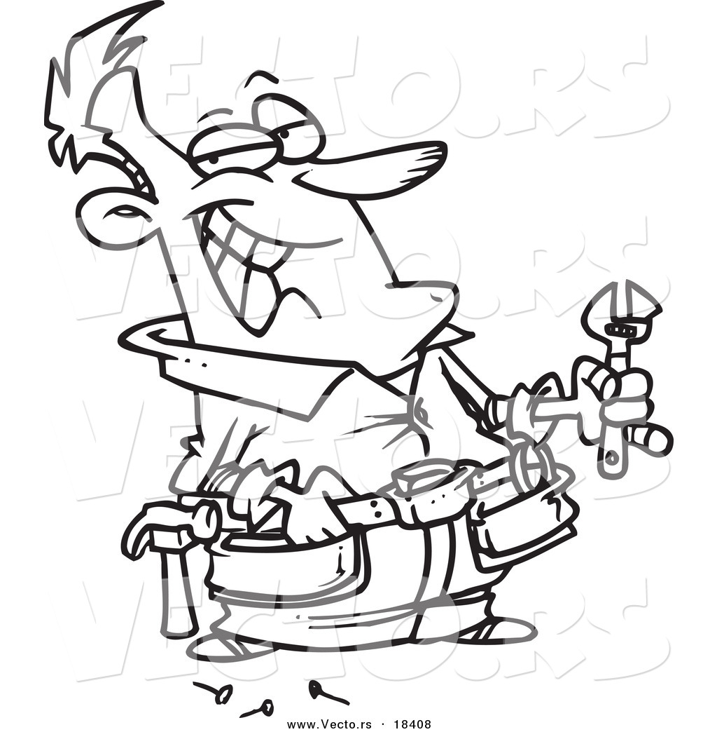 1024x1044 Vector Of A Cartoon Repair Man Holding A Wrench
