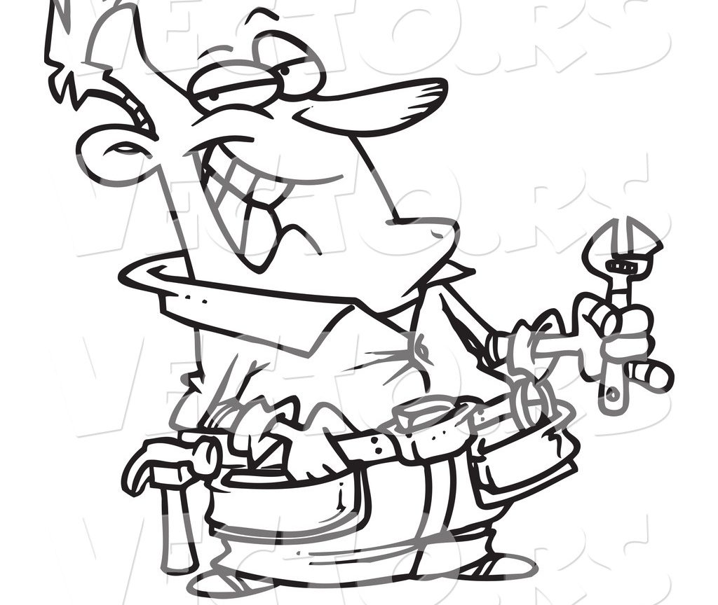 1024x864 Coloring For Kids Vector Of Cartoon Worker Carrying Tools Page
