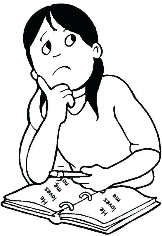 550x800 Astonishing Writing Coloring Pages Girl Writing In Book More