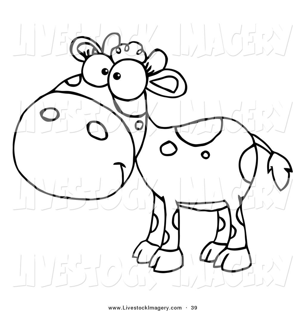 1024x1044 Clip Art Of A Coloring Page Outline Design Of A Calf With Spots By