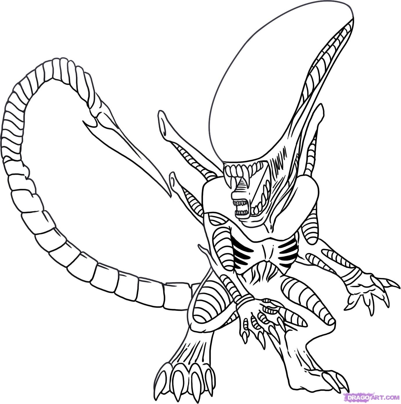 1380x1391 Alien Coloring Pages Unique Alien Xenomorph Coloring Pages